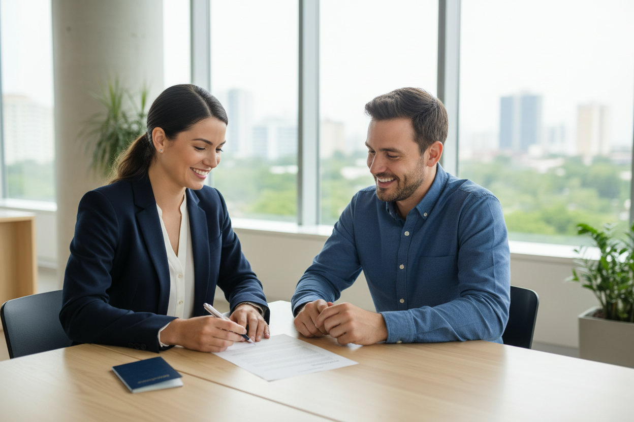 Advisor reviewing documents with a client